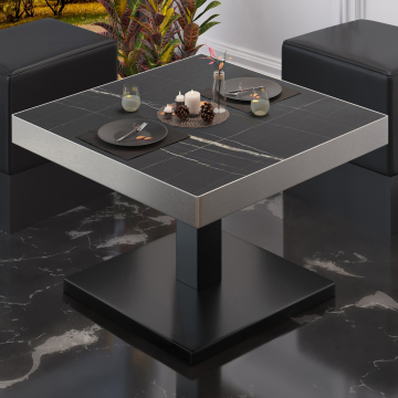 BM | Bistro loungetafel | B:D:H 70 x 70 x 41 cm | Zwart marmer / Zwart