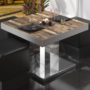 BM | Bistro loungetafel | B:D:H 70 x 70 x 41 cm | Vintage Oud / roestvrij staal