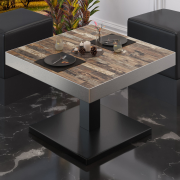 BM | Bistro loungetafel | B:D:H 70 x 70 x 41 cm | Vintage Oud / Zwart