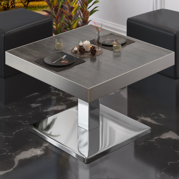BM | Bistro Loungetisch | B:T:H 60 x 60 x 41 cm | Wenge / Edelstahl