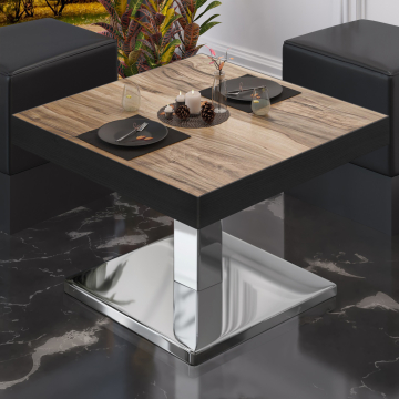 BM | Bistro lounge table | W:D:H 60 x 60 x 41 cm | Sheesham / stainless steel