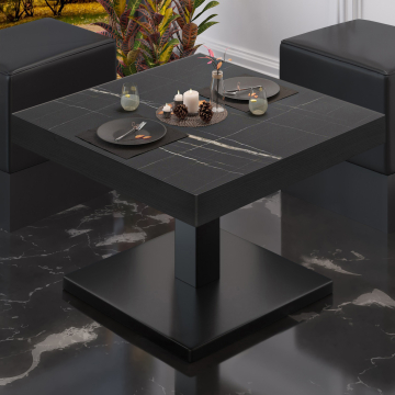BM | Bistro Loungetisch | B:T:H 70 x 70 x 41 cm | Schwarz Marmor / Schwarz