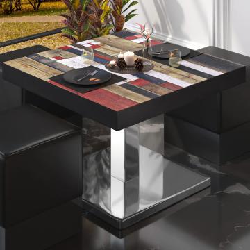 BM | Bistro Loungetisch | B:T:H 70 x 70 x 41 cm | Vintage Bunt / Edelstahl