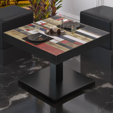 BM | Bistro Loungetisch | B:T:H 70 x 70 x 41 cm | Vintage Bunt / Schwarz