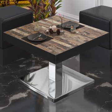 BM | Bistro lounge table | W:D:H 60 x 60 x 41 cm | Vintage Old / stainless steel
