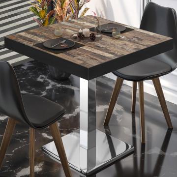 BM | Bistrobord | B:D:H 60 x 60 x 77 cm | Vintage gammelt / rustfritt stål | Torget