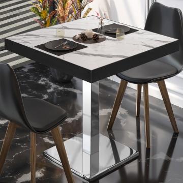 BM | Bistrobord | B:D:H 60 x 60 x 77 cm | Hvit marmor/rustfritt stål | Torget