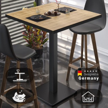 MBM | Tavolo da bistrot | 70 x 70 x 107,5 cm | Melamina | Quercia / Nero