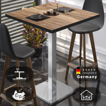 BM | Bistro Bord | 60 x 60 x 108 cm | Firkantet | Sort kant | Sheesham / Rustfrit stål