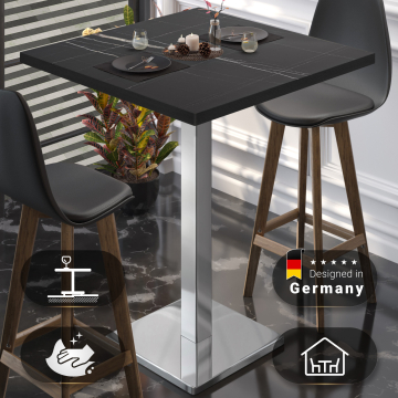 BM | Bistro Stehtøj | 60 x 60 x 108 cm | Firkantet | Sort kant | Sort marmor / rustfrit stål