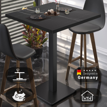 BM | Tavolo da bistro | 80 x 80 x 108 cm | Quadrato | Bordo nero | Marmo nero / Nero