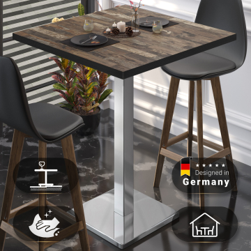 BM | Bistro Stehtabel | 60 x 60 x 108 cm | Kvadratiske | Sort Kant | Vintage Old / Rustfrit Stål