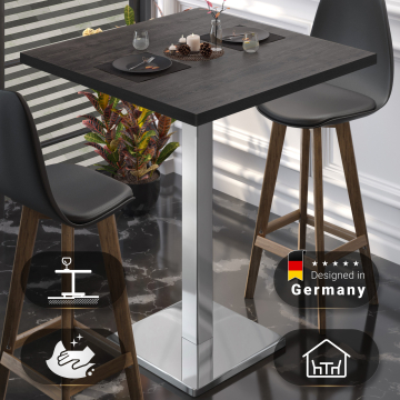 BM | Bistro Stehtisch | 60 x 60 x 108 cm | Firkantet | Sort kant | Wenge / Rustfrit stål