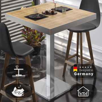BM | Bistro Stehtabel | 60 x 60 x 110 cm | Firkantet | Rustfrit stål kant | Eg / Rustfrit stål