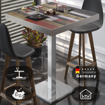 BM | Bistro Stehtabel | 60 x 60 x 110 cm | Firkantet | Rustfrit stål kant | Vintage Farver / Rustfrit stål