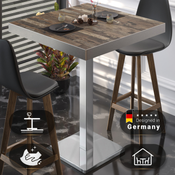 BM | Bistro Ståbord | 60 x 60 x 110 cm | Firkantet | Rustfrit Stål Kant | Vintage Old / Rustfrit Stål