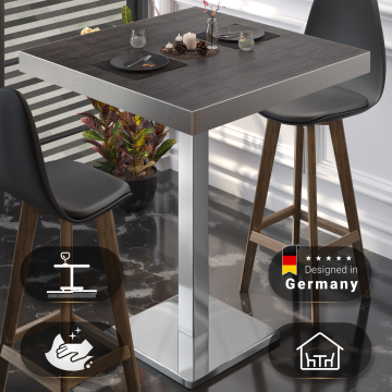 BM | Bistro Stehtabel | 60 x 60 x 110 cm | Firkantet | Rustfrit stål kant | Wenge / Rustfrit stål