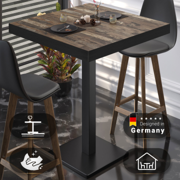 BM | Bistro Stehtisch | 70 x 70 x 110 cm | Quadratisch | Schwarzer Rand | Vintage Old / Schwarz BM | Bistro Stehtisch | 70 x 70 x 110 cm | Quadratisch | Schwarzer Rand | Vintage Old / Schwarz