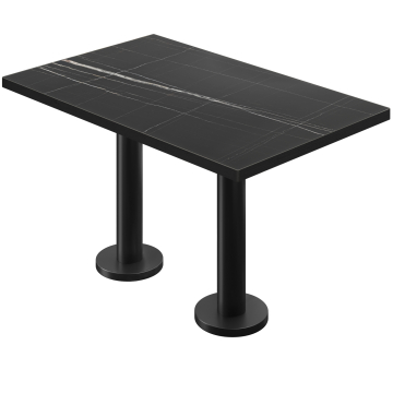 BML | Bistro Doppeltisch | 110 x 60 x 74,5 cm | Rechteckig | Schwarzer Rand | Schwarz Marmor / Schwarz