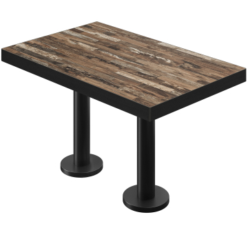 BML | Bistro Doppeltisch | 120 x 70 x 77 cm | Rechteckig | Schwarzer Rand | Vintage Old / Schwarz