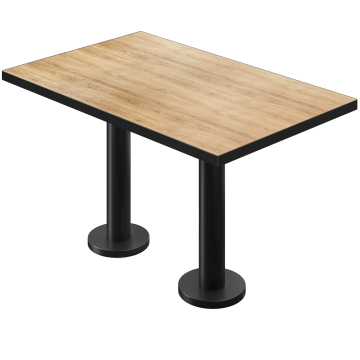 BML | Bistro Doppeltisch | 130 x 80 x 74,5 cm | Rechteckig | Schwarzer Rand | Eiche / Schwarz