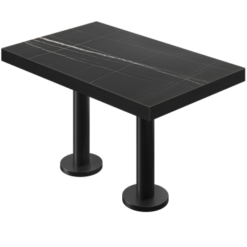 BML | Bistro Double Table | 110 x 60 x 77 cm | Rectangular | Black Marble / Black