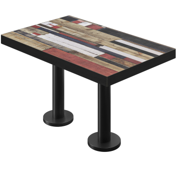 BML | Bistro double table | 110 x 60 x 77 cm | Rectangular | Vintage Colourful / Black