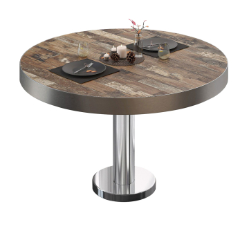 BML | Bistro lounge table | Ø:H 50 x 41 cm | Vintage Old / stainless steel