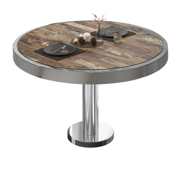 BML | Bistro lounge table | Ø:H 70 x 41 cm | Vintage Old / stainless steel
