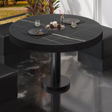 BML | Bistro Lounge Table | Ø:H 80 x 41 cm | Black Marble / Black