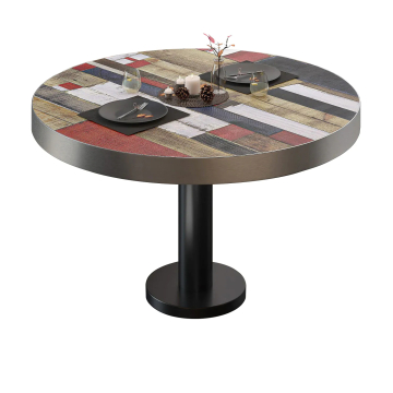 BML | Bistro lounge table | Ø:H 80 x 41 cm | Vintage Colourful / Black