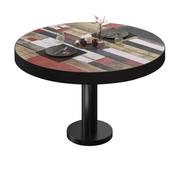 BML | Bistro lounge table | Ø:H 80 x 41 cm | Vintage Colourful / Black