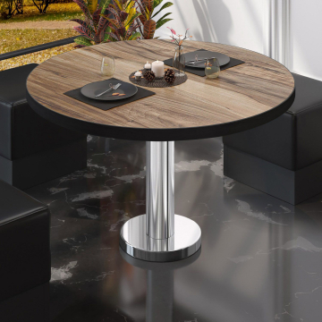 BML | Bistro-loungebord | Ø:H 80 x 39 cm | Sheesham / rustfrit stål