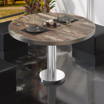 BML | Bistro loungetafel | Ø:H 60 x 39 cm | Vintage Oud / roestvrij staal
