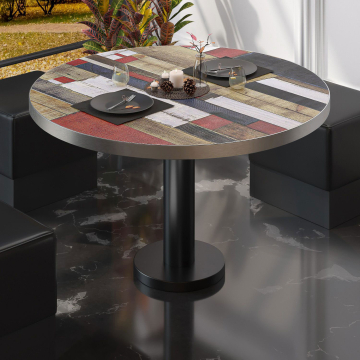 BML | Bistro Loungetisch | Ø:H 60 x 39 cm | Vintage Bunt / Schwarz