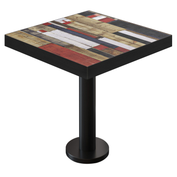 BML | Bistro-pöytä | 70 x 70 x 77 cm | Neliö | Vintage värikäs / musta