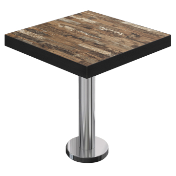 BML | Bistro Tisch | 60 x 60 x 77 cm | Quadratisch | Schwarzer Rand | Vintage Old / Edelstahl