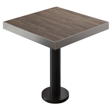 BML | Bistro Tisch | 80 x 80 x 77 cm | Quadratisch | Edelstahl Rand | Light Wenge / Schwarz