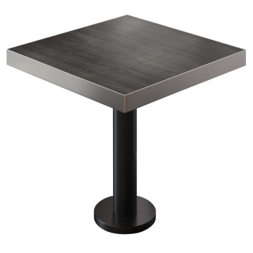 BML | Bistro Tisch | 80 x 80 x 77 cm | Quadratisch | Edelstahl Rand | Wenge / Schwarz