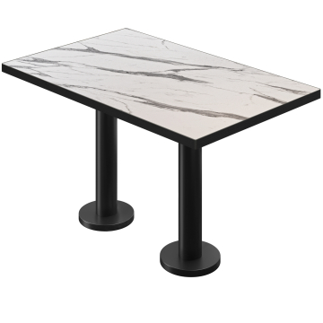 BML | Bistro-tuplapöytä | 130 x 80 x 74,5 cm | Suorakulmainen | Valkoinen marmori / Musta