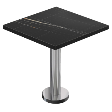 BML | Bistrobord | 70 x 70 x 74,5 cm | Firkantet | Sort marmor / rustfrit stål