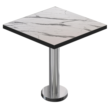 BML | Bistrobord | 70 x 70 x 74,5 cm | Fyrkantigt | Vit marmor / rostfritt stål