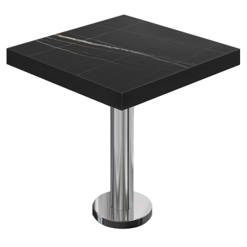 BML | Bistrobord | 80 x 80 x 77 cm | Firkantet | Sort marmor / rustfrit stål