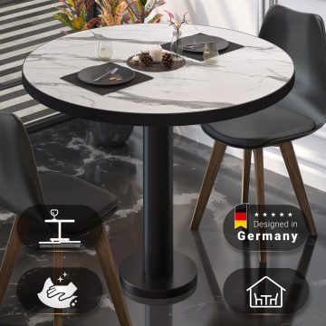 BML | Bistrobord | Ø:H 70 x 75 cm | Hvid marmor / Sort | Rundt