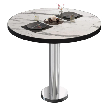 BML | Bistrotafel | Ø:H 70 x 75 cm | Wit marmer / roestvrij staal | Rond