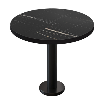 BML | Bistrotisch | Ø:H 70 x 75 cm | Schwarz Marmor / Schwarz | Rund | Schwarzer Rand