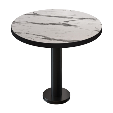 BML | Bistrotisch | Ø:H 70 x 75 cm | Weiß Marmor / Schwarz | Rund | Schwarzer Rand