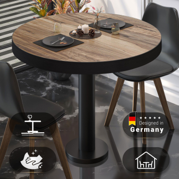 BML | Bistrotisch | Ø:H 70 x 77 cm | Sheesham / Schwarz | Rund | Schwarzer Rand
