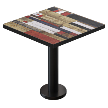 BML | Mesa Bistro | 70 x 70 x 74,5 cm | Cuadrada | Colorido Vintage / Negro