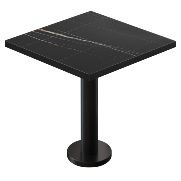 BML | Mesa Bistro | 70 x 70 x 74,5 cm | Cuadrada | Mármol Negro / Negro